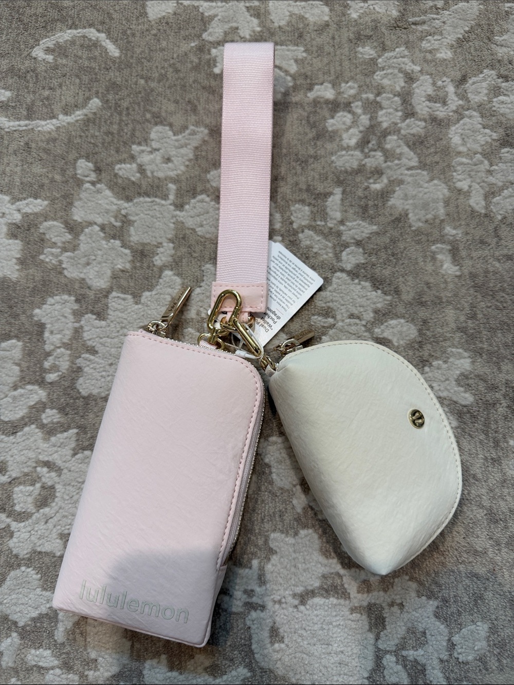 lululemon Dual Pouch Wristlet Pink and Cream/ Gold